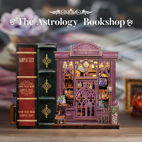 Fsolis Book Nook Kit, DIY Miniature House Kit for Adults Activity Mini Puzzle Dollhouse Kit Bookshelf Decor Gift for Women Teenagers Craft Lovers (The Astrology Bookshop) in Kuwait