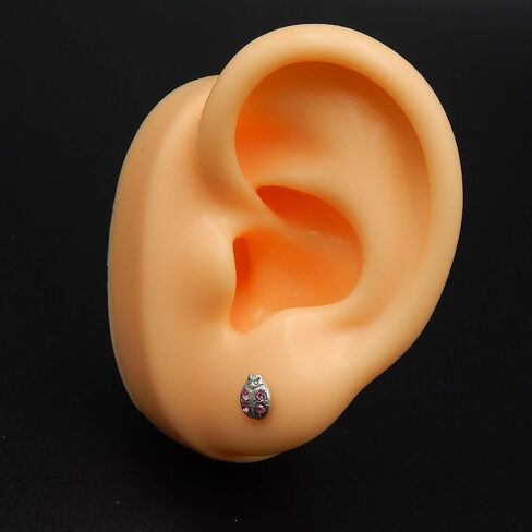 925 Sterling Silver Ladybug w/Rose Crystals Ear Buds 21807 in Saudi Arabia