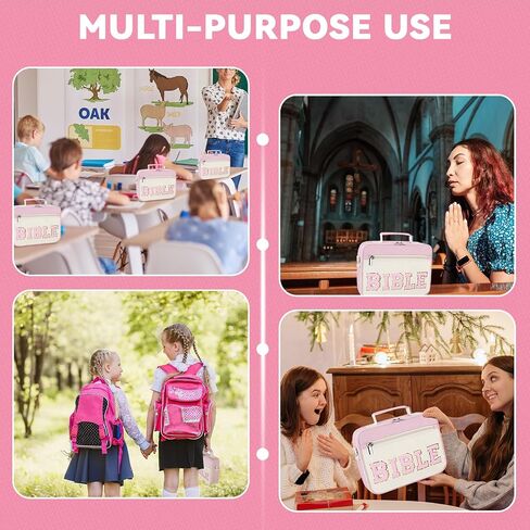 Bible Cover Case for Women with Shoulder Strap, Pink Bible Carrying Case for Girls, Bible Study Supplies Includes Bible Tabs, Christian Gifts for Women in Saudi Arabia