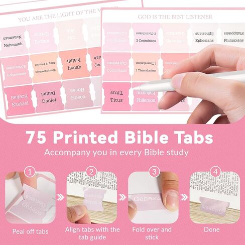 Bible Cover Case for Women with Shoulder Strap, Pink Bible Carrying Case for Girls, Bible Study Supplies Includes Bible Tabs, Christian Gifts for Women in Saudi Arabia