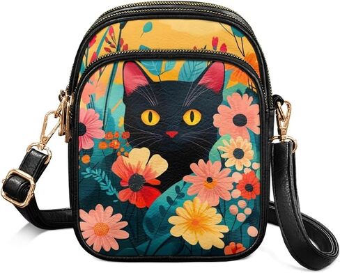 GIFTPUZZ Soft Leather Crossbody Purses with Adjustable Strap and Three Zipper Pockets for Women Ladies Medium Size in Kuwait