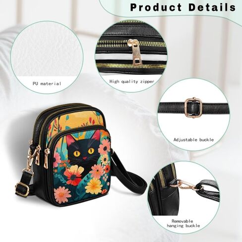 GIFTPUZZ Soft Leather Crossbody Purses with Adjustable Strap and Three Zipper Pockets for Women Ladies Medium Size in Kuwait