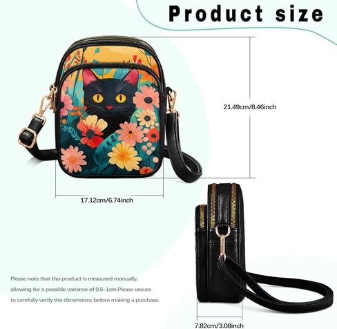 GIFTPUZZ Soft Leather Crossbody Purses with Adjustable Strap and Three Zipper Pockets for Women Ladies Medium Size in Kuwait