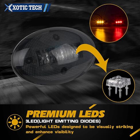 Xotic Tech Side Fender Marker Mount Mount Mount Light طقم كامل مدخن بديل للأسرة ، متوافق مع Ford F250 F350 F450 F550 1999-2010 Super Duty ما بعد البيع ، العنبر الأمامي/الأحمر الخلفي ، 4 مساءً in Saudi Arabia