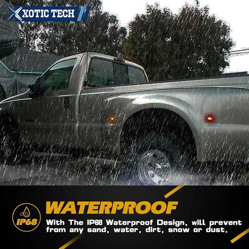 Xotic Tech Side Fender Marker Mount Mount Mount Light طقم كامل مدخن بديل للأسرة ، متوافق مع Ford F250 F350 F450 F550 1999-2010 Super Duty ما بعد البيع ، العنبر الأمامي/الأحمر الخلفي ، 4 مساءً in Saudi Arabia