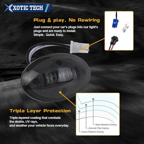 Xotic Tech Side Fender Marker Mount Mount Mount Light طقم كامل مدخن بديل للأسرة ، متوافق مع Ford F250 F350 F450 F550 1999-2010 Super Duty ما بعد البيع ، العنبر الأمامي/الأحمر الخلفي ، 4 مساءً in Saudi Arabia