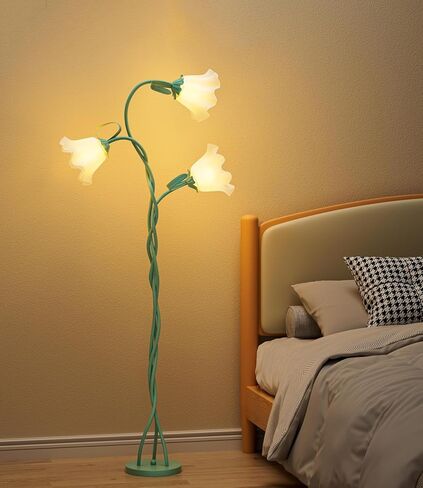 Flower Floor Lamp, Clear and Natural Style Flower Lamp with 3 Bendable Neck and Heads, DIY Any Styling 3 Color Temperatures for Girls' Room Bedroom Living Room etc-Bulb Included（67 inches） in Saudi Arabia