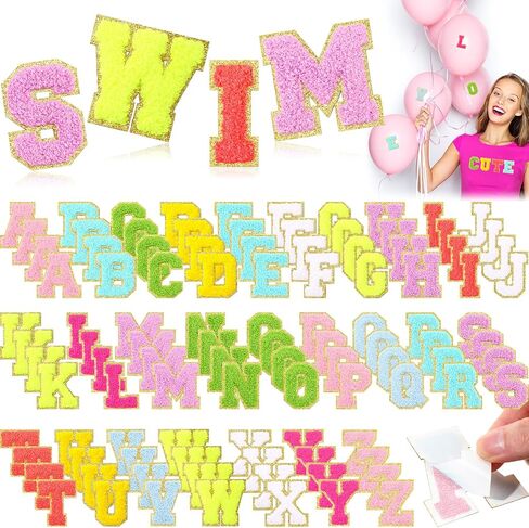 104 Pcs Chenille Letter Patches Self Adhesive Letters Black Letter Patches Self Adhesive Chenille Patches Chenille Embroidered Patch Self Adhesive Patches for Jeans Embroidered Applique in Saudi Arabia
