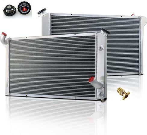 3 Row Core All Aluminum CU478 Radiator Assembly w/Transmission Oil Cooler Compatible with 1973-1976 1974 75 Chevy Corvette Base Stingray C3 350Cu. 5.7L 7.4L V8 (4 Row Core) in Kuwait