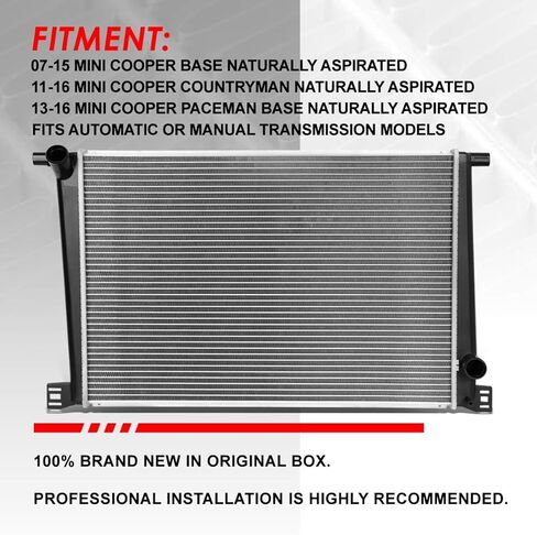 مسلسل آلي ، المبرد المتوافق مع 2007-2016 Mini Cooper Base/Countryman/Paceman Base AT/MT ، DPI 13167 مصنع المبرد 1 صف التبريد ، Core Aluminium in Saudi Arabia
