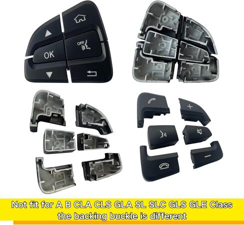 متوافق مع غطاء زر التحكم في عجلة القيادة مرسيدس بنز عن Class Class W205 2016-2018 GLC X253 2016-2019 C300 GLC300 (Black ، A-12pcs) in Kuwait