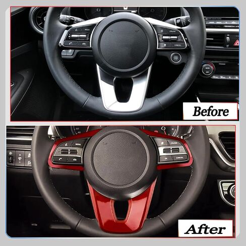 Steering Wheel Button Cover Sticker Interior, for Kia Seltos 2021-2025/Kia Forte 2019-2024,Steering Wheel Button Panel Protection Frame Molding Trim - Carbon Fiber in Kuwait