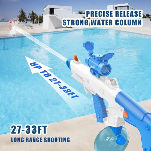 Automatic Electric Water Gun with Muzzle Flash, Auto Water Suction Powerful Squirt Guns Pistol for Adults Kids, Auto Water Blaster Pistol Outdoor Summer Toys for Pool Beach Party in Saudi Arabia