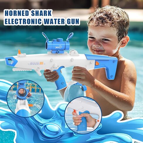 Automatic Electric Water Gun with Muzzle Flash, Auto Water Suction Powerful Squirt Guns Pistol for Adults Kids, Auto Water Blaster Pistol Outdoor Summer Toys for Pool Beach Party in Saudi Arabia