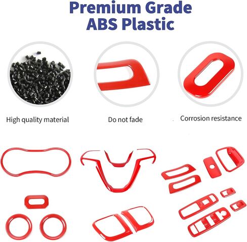 16PCS Full Set Interior Trim Kit Compatible with 2014-2020 Jeep Grand Cherokee,Dashboard Panel Side Outlet Decorative Cover (Red) in Saudi Arabia