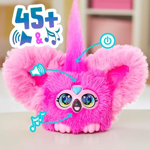 Furby Furblets Zee-Bah Mini Friend, Electronic Plush Toys for Girls & Boys 6+, Rainbow Zebra, Speaks Furbish & Plays Music, Series 4 in Saudi Arabia