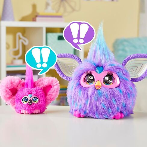 Furby Furblets Zee-Bah Mini Friend, Electronic Plush Toys for Girls & Boys 6+, Rainbow Zebra, Speaks Furbish & Plays Music, Series 4 in Saudi Arabia