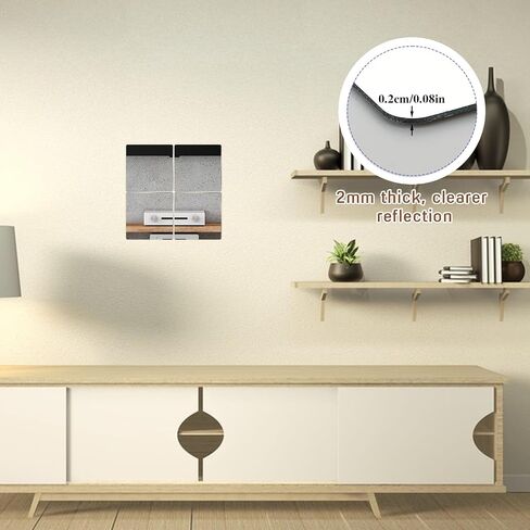 4 Pcs Wall Mirror Full Length Acrylic Unbreakable Wall Mirror 8" x 8" for Home Gym, Bedroom Living Room Frameless Peel Stick Full Body Mirrors Squares for Door, Closet Vanity in Saudi Arabia