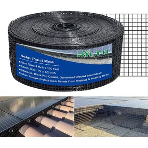 6in X 100ft Critter Guard for Solar Panels, 1/2inch PVC Coated Solar Panel Guard, Critter Guard Roll Kit for Solar Panel Wire Mesh, Black Pigeon Barrier with 120pcs Fasteners, Cutting Scissor, Gloves in Saudi Arabia