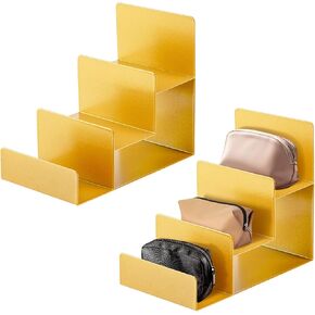 Blulu 2 Pcs 3 Tiers Gold Metal Wallet Rack Handbag Display Stand Wallet Clutch Holder Purse Stand Display Retail Store Supplies in Saudi Arabia