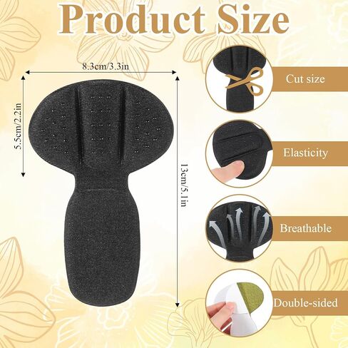 Giantree 3-Pair Heel Pads, Mesh Sticky Heels Pad, Reusable Sponge Pads, Anti-Blister Insoles Heel Protection for Men and Women for Boots Oversized Shoes Improved Shoe Fit (Black) in Saudi Arabia