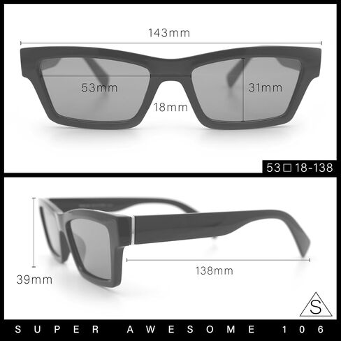 SA106 Hipster Dad Fashion Narrow Rectangle Thick Plastic Horn Rim Sunglasses in Saudi Arabia