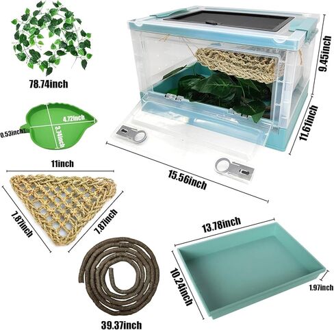 مجموعة أدوات زواحف قابلة للطي Hamailyi ، وأكياس المبتدئين في Gecko ، أقفاص الموائل الشفافة الشفافة للسحلية ، الإغوانا ، الأفعى ، التنين الملتحي ، السلحفاة ، الحرباء 15.6 "× 11.6" × 9.4 "أسود in Kuwait