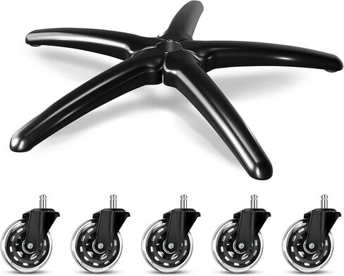 24" Office Chair Base Replacement with Wheels, Set of 5, 2400LBs Heavy Duty Metal Desk Chair Base, Quiet Rolling Casters, Safe for Hardwood Floors and Carpet in Kuwait