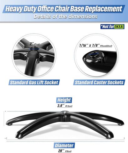 24" Office Chair Base Replacement with Wheels, Set of 5, 2400LBs Heavy Duty Metal Desk Chair Base, Quiet Rolling Casters, Safe for Hardwood Floors and Carpet in Kuwait
