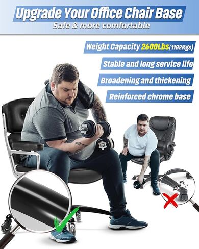 24" Office Chair Base Replacement with Wheels, Set of 5, 2400LBs Heavy Duty Metal Desk Chair Base, Quiet Rolling Casters, Safe for Hardwood Floors and Carpet in Kuwait