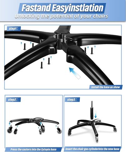 24" Office Chair Base Replacement with Wheels, Set of 5, 2400LBs Heavy Duty Metal Desk Chair Base, Quiet Rolling Casters, Safe for Hardwood Floors and Carpet in Kuwait