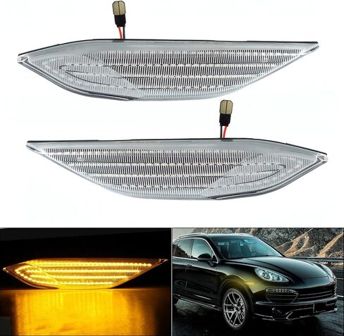LED Side Marker Light, Turn Signal Blinker Lamp Compatibe with Porsche Cayenne 958 92A 2011-2014,99163115502, 99163115602(Clear) in Saudi Arabia