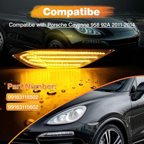 LED Side Marker Light, Turn Signal Blinker Lamp Compatibe with Porsche Cayenne 958 92A 2011-2014,99163115502, 99163115602(Clear) in Saudi Arabia