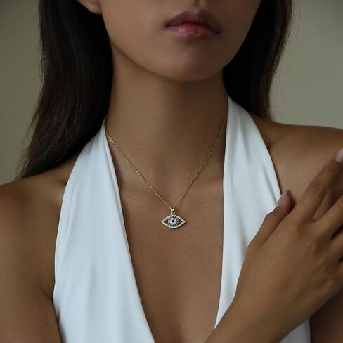 18k Gold Plated Necklace for Women Trendy Dainty Charm Evil eye Italian horn hummingbird starfish seashell bow elephant snake butterfly ladybug PendentMinimalist Delicate Jewelry for Women in Kuwait