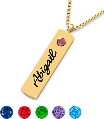 اسم قلادات للنساء - قلادة مخصصة مع Birthstone - مخصص الفضة الإسترليني أو قلادة بار الذهب 18K - هدية للأم والجدة والزوجة - قلادة المولد in Saudi Arabia