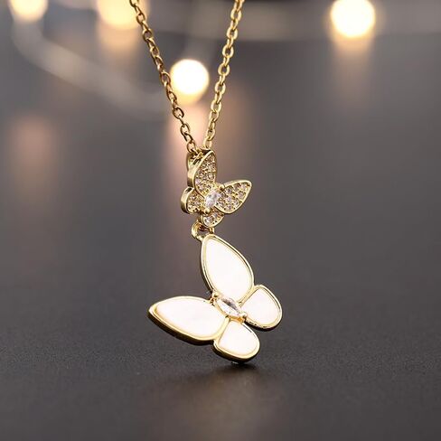 18k Gold Plated Necklace for Women Trendy Dainty Charm Evil eye Italian horn hummingbird starfish seashell bow elephant snake butterfly ladybug PendentMinimalist Delicate Jewelry for Women in Kuwait