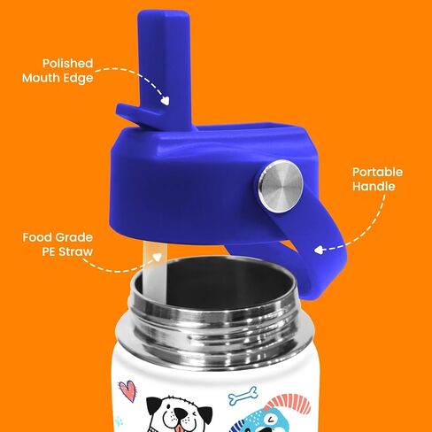 SANDJEST Fox Water Bottle - Kids Water Bottle with Straw Lid - 12 Oz Insulated Stainless Steel Water Bottles for Toddlers Kid Girl - Travel Cup for School Sports in Kuwait