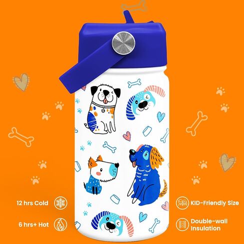 SANDJEST Fox Water Bottle - Kids Water Bottle with Straw Lid - 12 Oz Insulated Stainless Steel Water Bottles for Toddlers Kid Girl - Travel Cup for School Sports in Kuwait