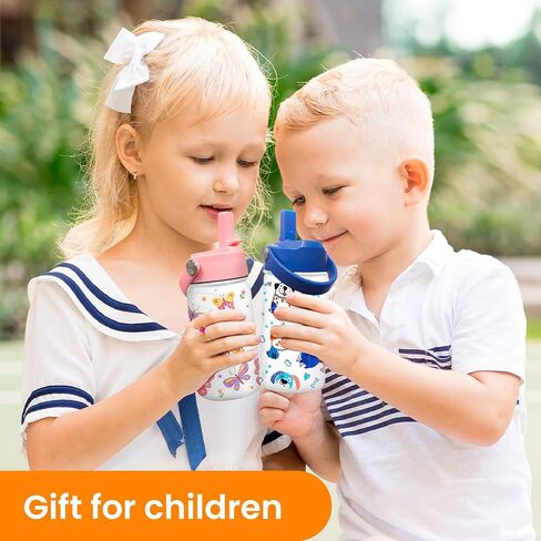 SANDJEST Fox Water Bottle - Kids Water Bottle with Straw Lid - 12 Oz Insulated Stainless Steel Water Bottles for Toddlers Kid Girl - Travel Cup for School Sports in Kuwait