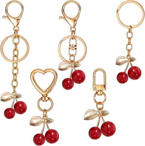 Bewudy 5pcs Cherry Keychain, Cute Cherry Bag Purse Charm, Aesthetic Keychain Charms for Women Girls Gift in Saudi Arabia