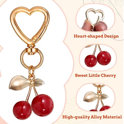 Bewudy 5pcs Cherry Keychain, Cute Cherry Bag Purse Charm, Aesthetic Keychain Charms for Women Girls Gift in Saudi Arabia
