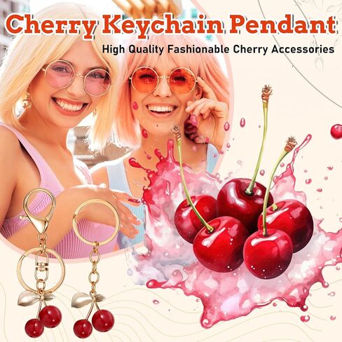 Bewudy 5pcs Cherry Keychain, Cute Cherry Bag Purse Charm, Aesthetic Keychain Charms for Women Girls Gift in Saudi Arabia