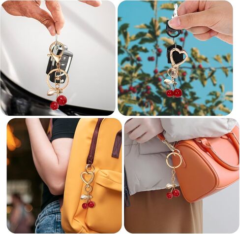 Bewudy 5pcs Cherry Keychain, Cute Cherry Bag Purse Charm, Aesthetic Keychain Charms for Women Girls Gift in Saudi Arabia