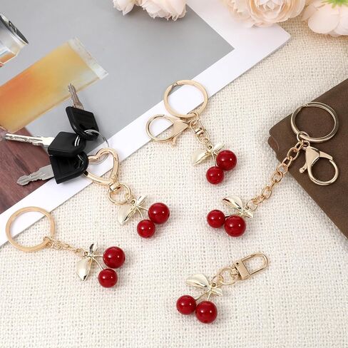Bewudy 5pcs Cherry Keychain, Cute Cherry Bag Purse Charm, Aesthetic Keychain Charms for Women Girls Gift in Saudi Arabia