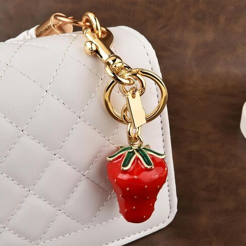 Golden Strawberry Cherry Bag Charm for Women Fashion Durable Realistic Fruit Keychain Cute Accessory for Handbags Backpacks Gifts in Saudi Arabia