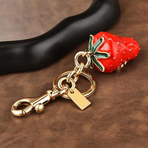 Golden Strawberry Cherry Bag Charm for Women Fashion Durable Realistic Fruit Keychain Cute Accessory for Handbags Backpacks Gifts in Saudi Arabia