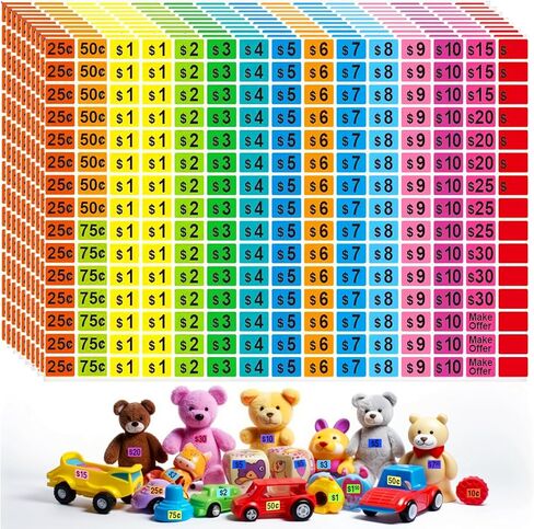 1575 Pcs Garage Sale Stickers, Yard Sale Price Stickers, Price Tag Labels Stickers for Yard Sale Supplies, Garage Sale Supplies, 1/2" X 3/4" Removable Pricing Labels in Saudi Arabia