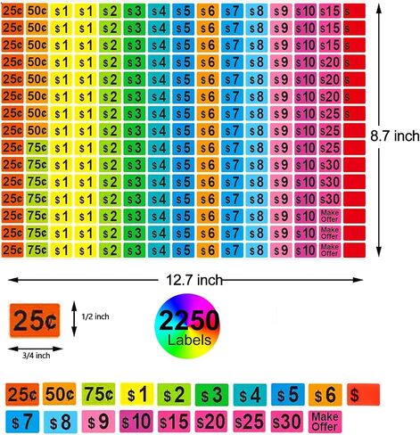 1575 Pcs Garage Sale Stickers, Yard Sale Price Stickers, Price Tag Labels Stickers for Yard Sale Supplies, Garage Sale Supplies, 1/2" X 3/4" Removable Pricing Labels in Saudi Arabia