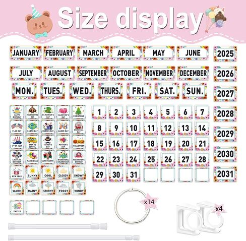 96Pcs Boho Classroom Calendar Bulletin Board Set For Teacher,Modern Boho Flip Calendar With Holder For Back To School Decoration,Adjustable Calendar,Elementary Home Decor Supplies in Saudi Arabia