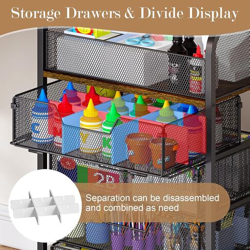 5-Tier Craft Organizer Cart with Wheels,Storage Cart with Drawers,Lockable Wheels Rolling Utility Cart,Makeup Cart with DIY Divider,Office Supply Organizer Cart,Ideal for Studio,Office,Bedroom,White in Saudi Arabia